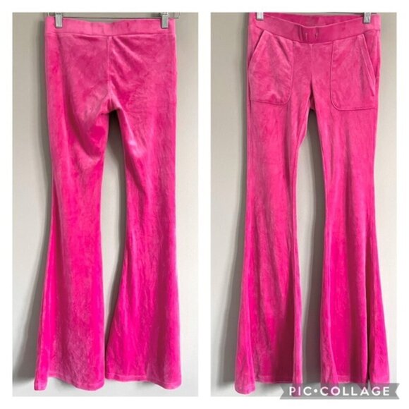Y2K Style Hot Pink Velour Low Rise Flare Pants - S, very Juicy!!! 💖 - Picture 9 of 11